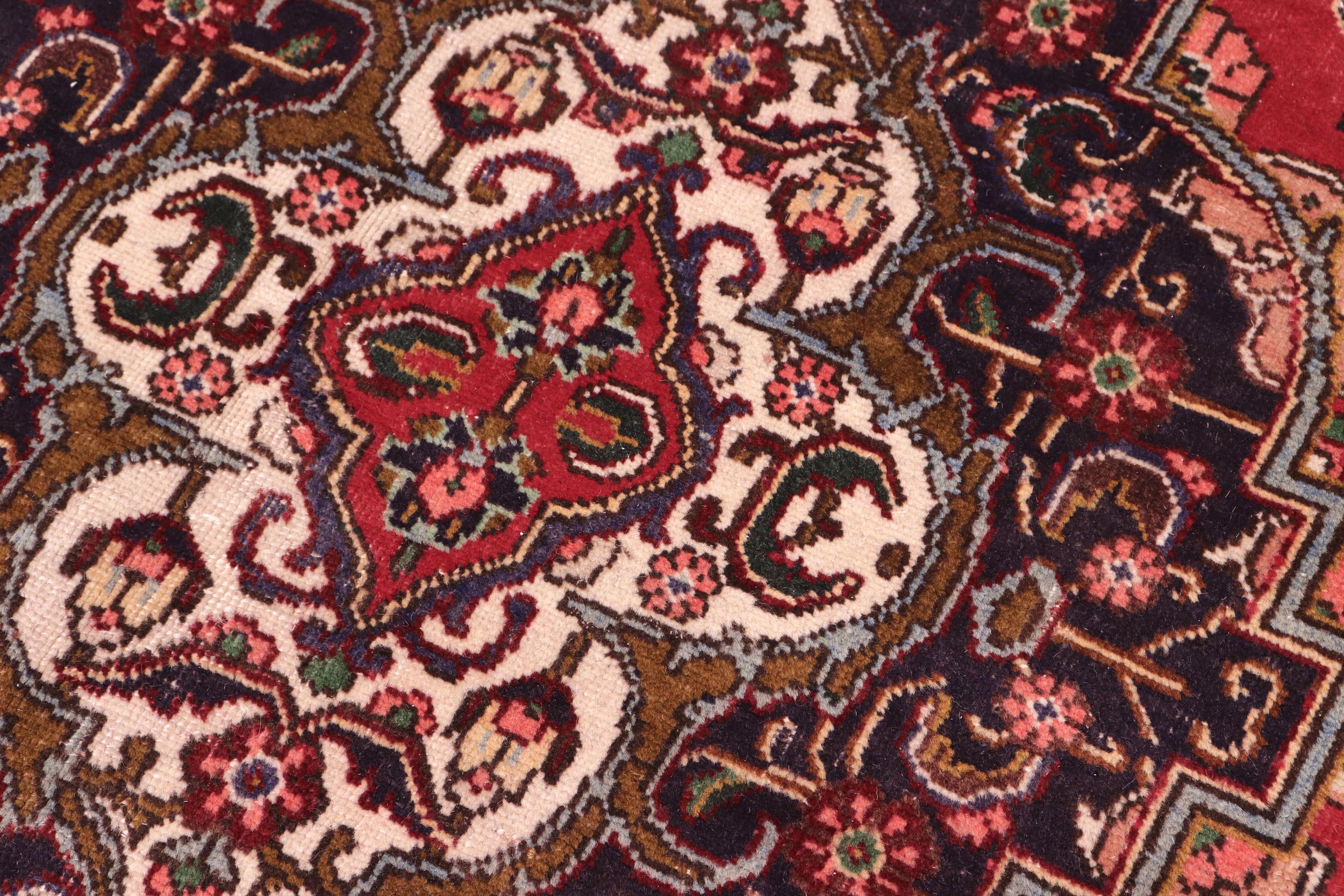 handmade Vintage Tabriz Red Blue Hand Knotted RECTANGLE 100% WOOL area rug 7' x 11'