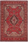 Vintage Antique Tabriz Stevens Red/Blue Wool Rug - 7'3'' x 10'9''