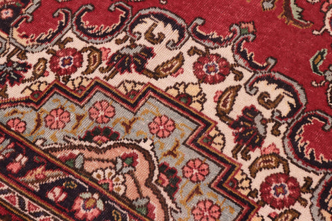 handmade Vintage Tabriz Red Blue Hand Knotted RECTANGLE 100% WOOL area rug 7' x 11'
