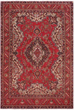 Vintage Antique Tabriz Stevens Red/Blue Wool Rug - 7'3'' x 10'9''