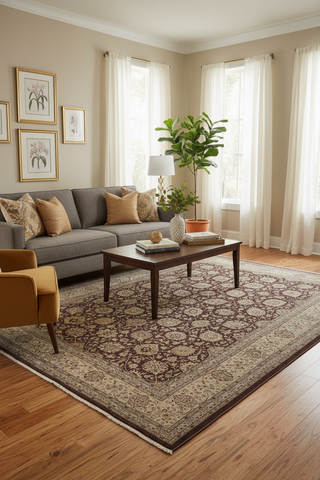 handmade Traditional Design Aubergine Lt. Tan Hand Knotted RECTANGLE 100% WOOL area rug 10'X14'