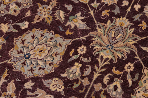 handmade Transitional Design Aubergine Lt. Tan Hand Knotted RECTANGLE 100% WOOL area rug 10' x 14'