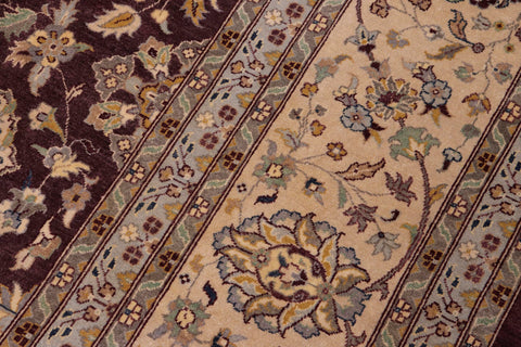 handmade Transitional Design Aubergine Lt. Tan Hand Knotted RECTANGLE 100% WOOL area rug 10' x 14'