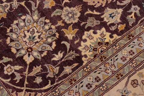 handmade Transitional Design Aubergine Lt. Tan Hand Knotted RECTANGLE 100% WOOL area rug 10' x 14'