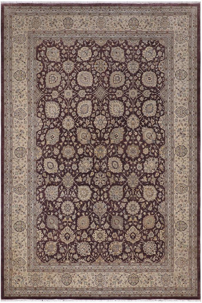 handmade Traditional Design Aubergine Lt. Tan Hand Knotted RECTANGLE 100% WOOL area rug 10'X14'
