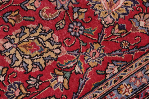 Traditional handmade Persian vintage distressed Red Beige Hand Knotted RECTANGLE 100% WOOL area rug 10X13