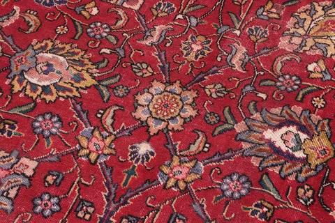 Traditional handmade Persian vintage distressed Red Beige Hand Knotted RECTANGLE 100% WOOL area rug 10X13