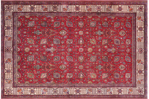 handmade Transitional Tabriz Red Beige Hand Knotted RECTANGLE 100% WOOL area rug 10' x 13'
