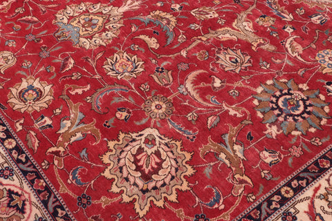 handmade Vintage Tabriz Red Beige Hand Knotted RECTANGLE 100% WOOL area rug 10' x 13'