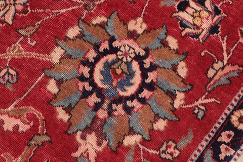 Traditional handmade Persian vintage distressed Red Beige Hand Knotted RECTANGLE 100% WOOL area rug 10X13