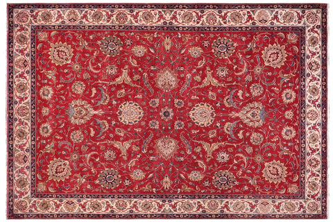 handmade Vintage Tabriz Red Beige Hand Knotted RECTANGLE 100% WOOL area rug 10' x 13'