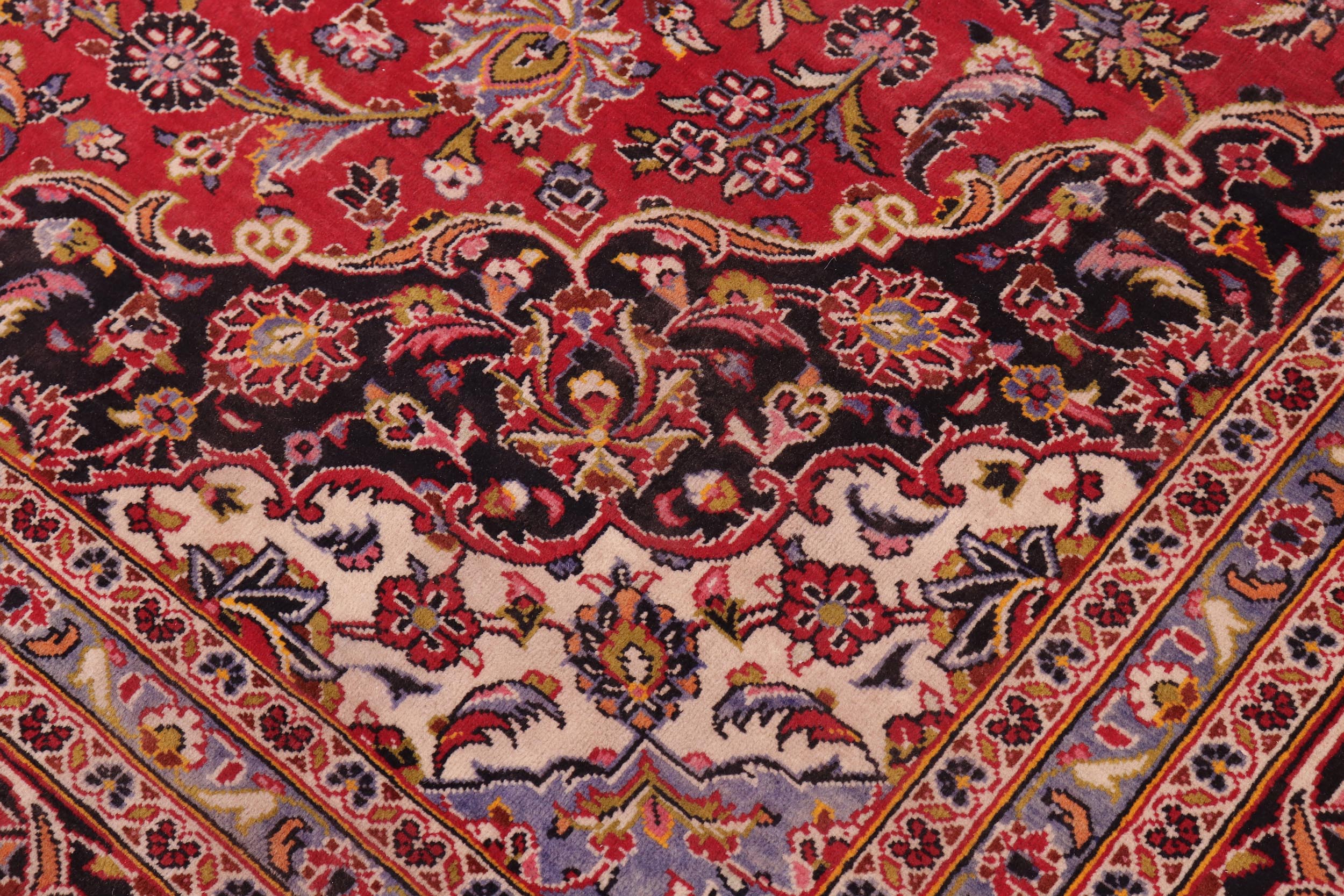 handmade Traditional Kashan Red Black Hand Knotted RECTANGLE 100% WOOL area rug 9 x 13