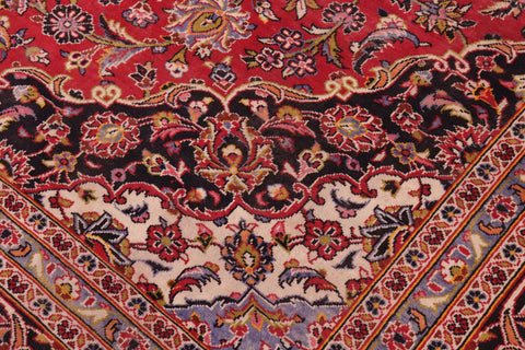 handmade Traditional Kashan Red Black Hand Knotted RECTANGLE 100% WOOL area rug 9 x 13