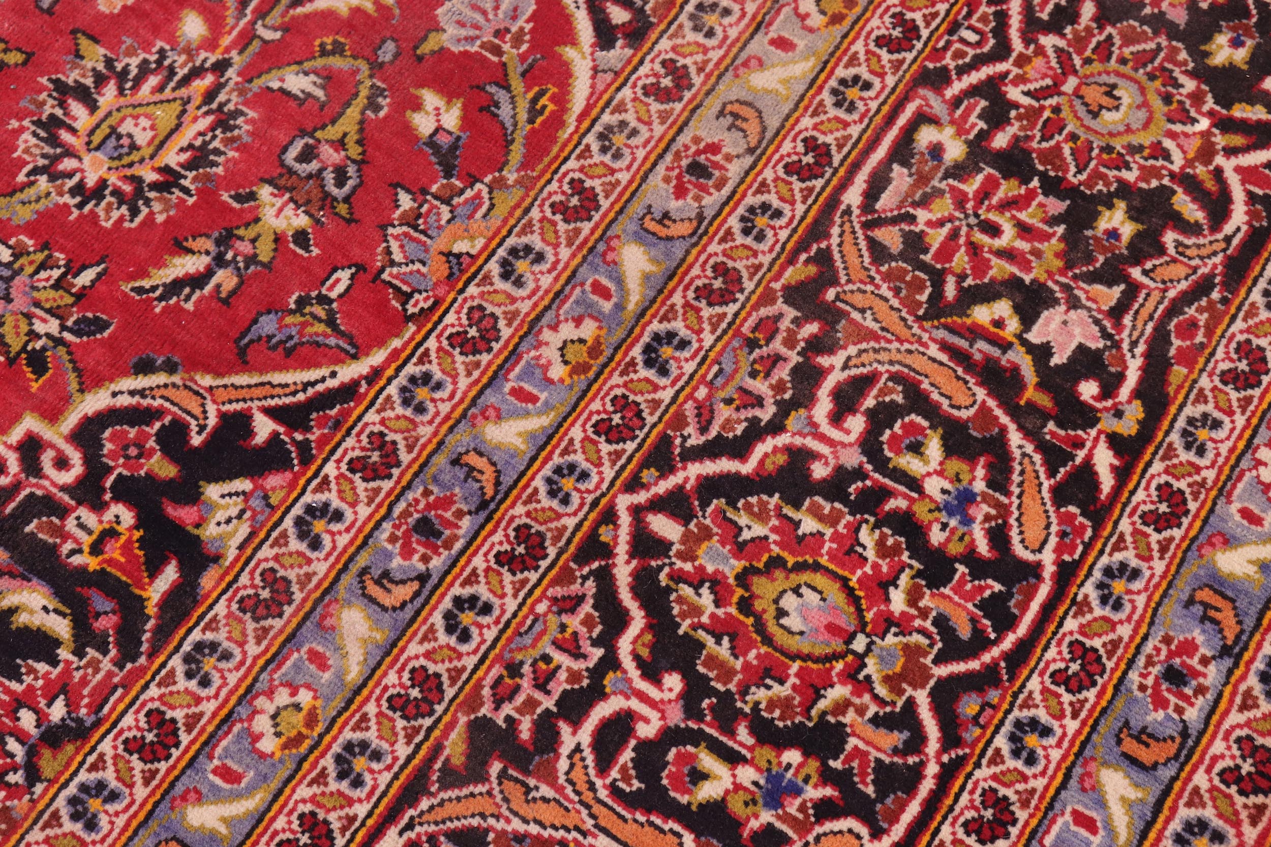 handmade Traditional Kashan Red Black Hand Knotted RECTANGLE 100% WOOL area rug 9 x 13