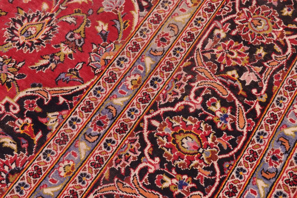 handmade Traditional Kashan Red Black Hand Knotted RECTANGLE 100% Wool Pile area rug 9x13