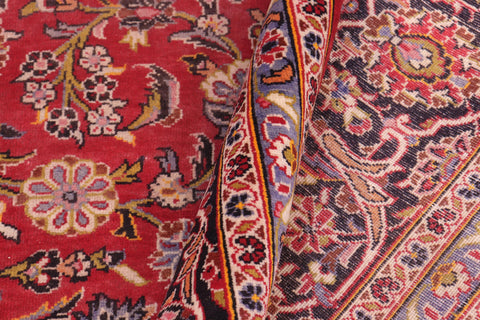 handmade Traditional Kashan Red Black Hand Knotted RECTANGLE 100% WOOL area rug 9 x 13