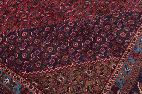 Traditional handmade Persian vintage distressed Red Blue Hand Knotted RECTANGLE 100% WOOL area rug 10X13