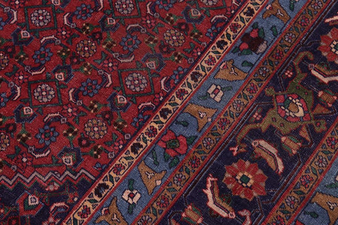 Traditional handmade Persian vintage distressed Red Blue Hand Knotted RECTANGLE 100% WOOL area rug 10X13