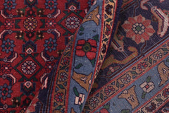 Traditional handmade Persian vintage distressed Red Blue Hand Knotted RECTANGLE 100% WOOL area rug 10X13