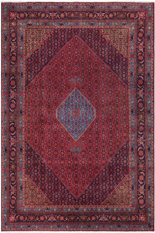 Traditional handmade Persian vintage distressed Red Blue Hand Knotted RECTANGLE 100% WOOL area rug 10X13