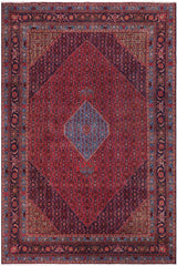 Traditional handmade Persian vintage distressed Red Blue Hand Knotted RECTANGLE 100% WOOL area rug 10X13