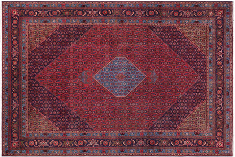 handmade Vintage Tabriz Red Blue Hand Knotted RECTANGLE 100% WOOL area rug 10' x 13'