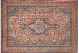 Traditional handmade Persian vintage distressed Tan Blue Hand Knotted RECTANGLE 100% WOOL area rug 10 x 13