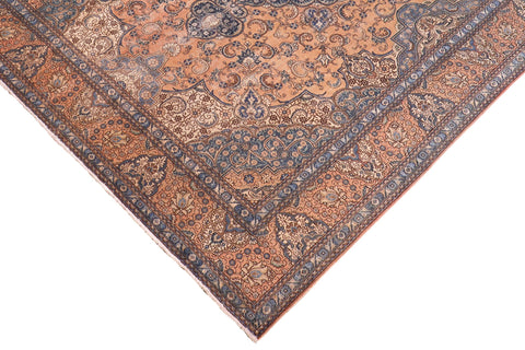 handmade Vintage Tabriz Tan Blue Hand Knotted RECTANGLE 100% WOOL area rug 10' x 13'