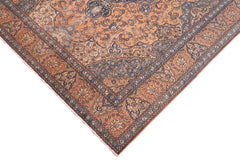 Traditional handmade Persian vintage distressed Tan Blue Hand Knotted RECTANGLE 100% WOOL area rug 10X13