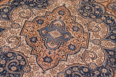 Traditional handmade Persian vintage distressed Tan Blue Hand Knotted RECTANGLE 100% WOOL area rug 10X13