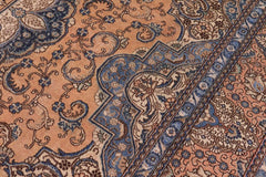 Traditional handmade Persian vintage distressed Tan Blue Hand Knotted RECTANGLE 100% WOOL area rug 10X13