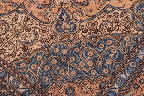 handmade Vintage Tabriz Tan Blue Hand Knotted RECTANGLE 100% WOOL area rug 10' x 13'