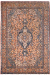 Vintage Antique Tabriz Hamilton Tan/Blue Wool Rug - 9'9''X13'0''
