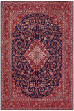 Distressed Antique Kashan Pearce Blue/Red Wool Rug - 9'8'' x 12'10''