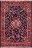 Distressed Antique Kashan Pearce Blue/Red Wool Rug - 9'8'' x 12'10''