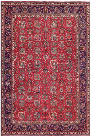 Traditional handmade Persian vintage distressed Red Blue Hand Knotted RECTANGLE 100% WOOL area rug 10X15