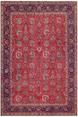 Traditional handmade Persian vintage distressed Red Blue Hand Knotted RECTANGLE 100% WOOL area rug 10X15