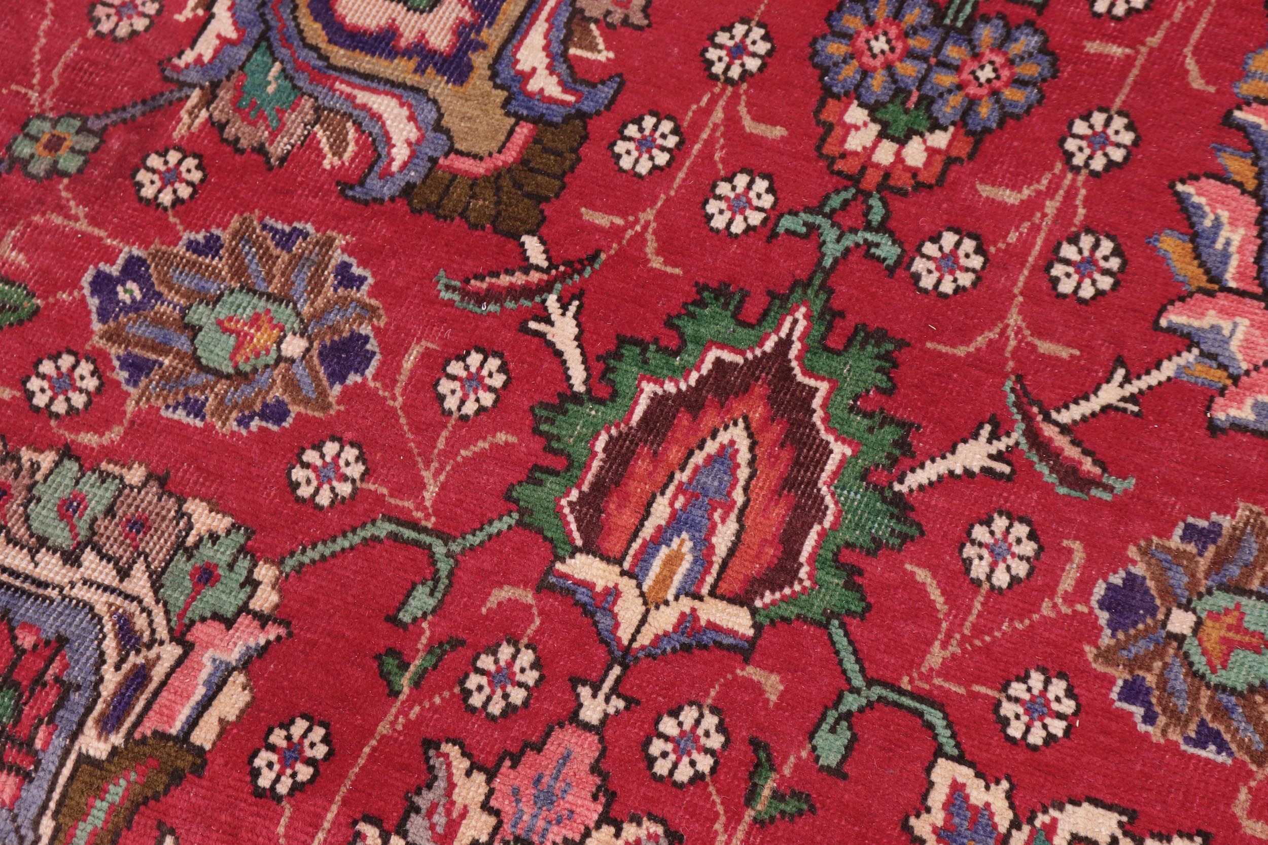 handmade Transitional Tabriz Red Blue Hand Knotted RECTANGLE 100% WOOL area rug 10' x 15'