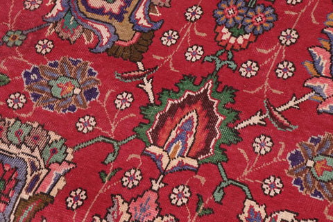 Traditional handmade Persian vintage distressed Red Blue Hand Knotted RECTANGLE 100% WOOL area rug 10X15