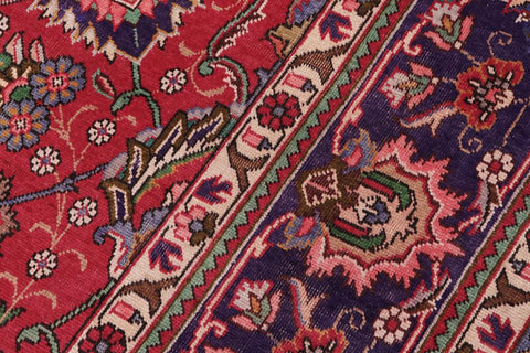 Traditional handmade Persian vintage distressed Red Blue Hand Knotted RECTANGLE 100% WOOL area rug 10X15