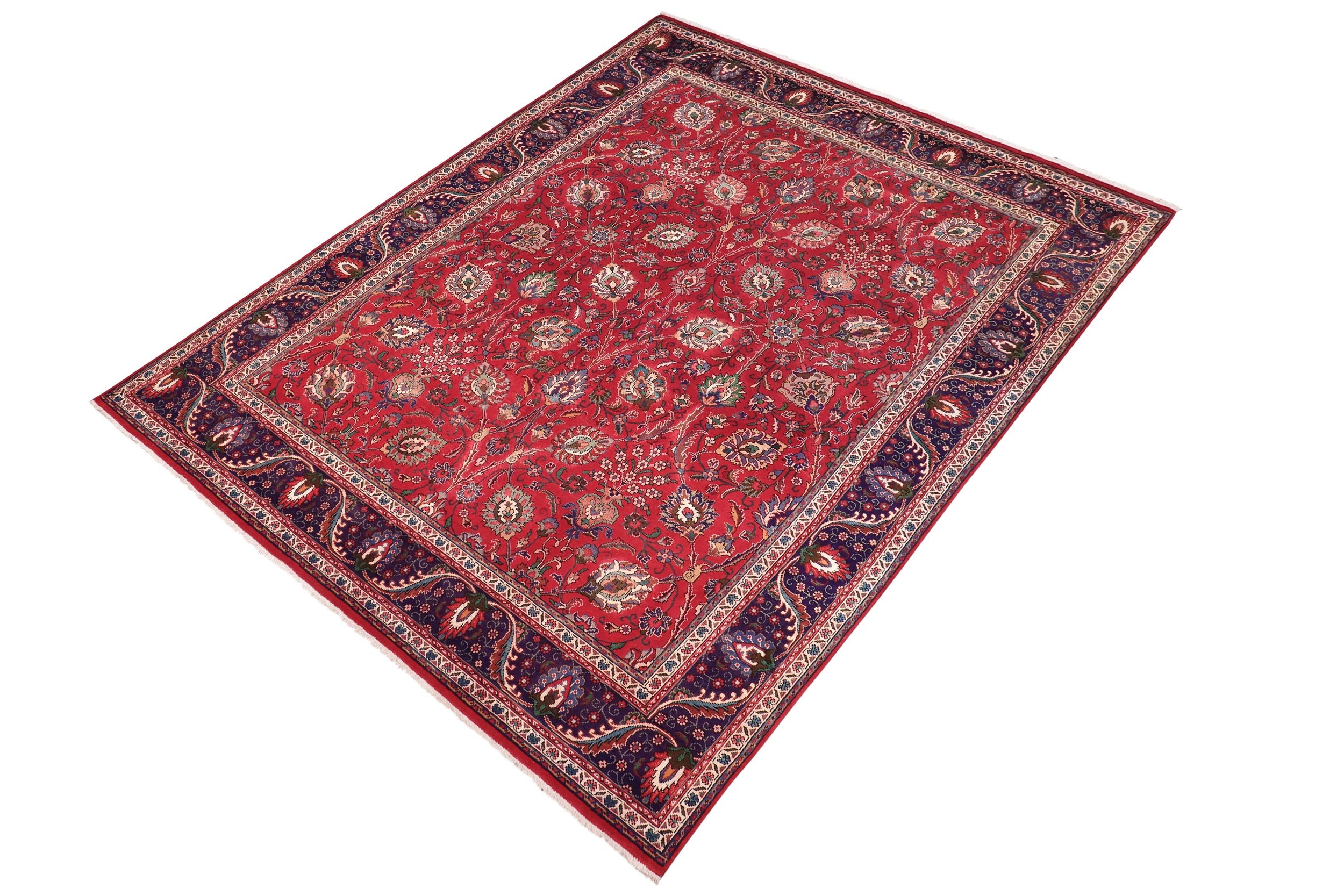 handmade Transitional Tabriz Red Purple Hand Knotted RECTANGLE 100% WOOL area rug 10' x 13'