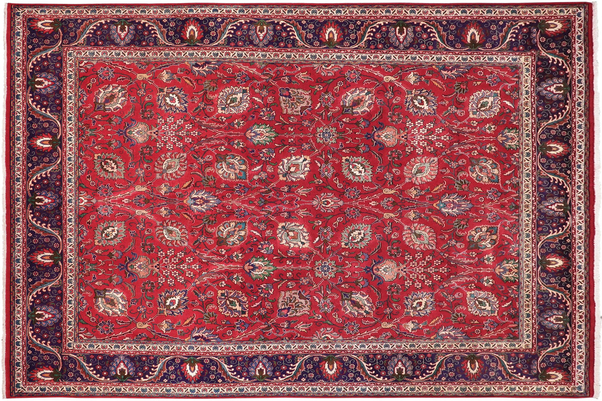 handmade Transitional Tabriz Red Purple Hand Knotted RECTANGLE 100% WOOL area rug 10' x 13'