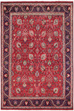 Distressed Antique Tabriz Hunt Red/Purple Wool Rug - 9'7'' x 13'1''