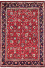 Traditional handmade Persian vintage distressed Red Purple Hand Knotted RECTANGLE 100% WOOL area rug 10X13