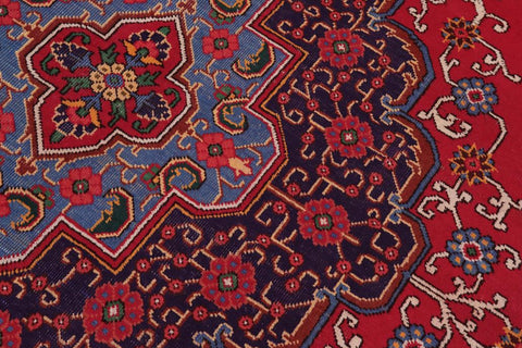 Traditional handmade Persian vintage distressed Red Blue Hand Knotted RECTANGLE 100% WOOL area rug 10X13