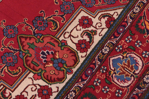 handmade Vintage Tabriz Red Blue Hand Knotted RECTANGLE 100% WOOL area rug 10' x 13'