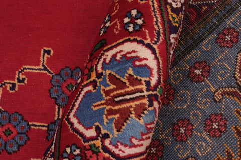 Traditional handmade Persian vintage distressed Red Blue Hand Knotted RECTANGLE 100% WOOL area rug 10X13