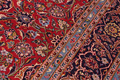 handmade Traditional Kashan Red Purple Hand Knotted RECTANGLE 100% Wool Pile area rug 10x13