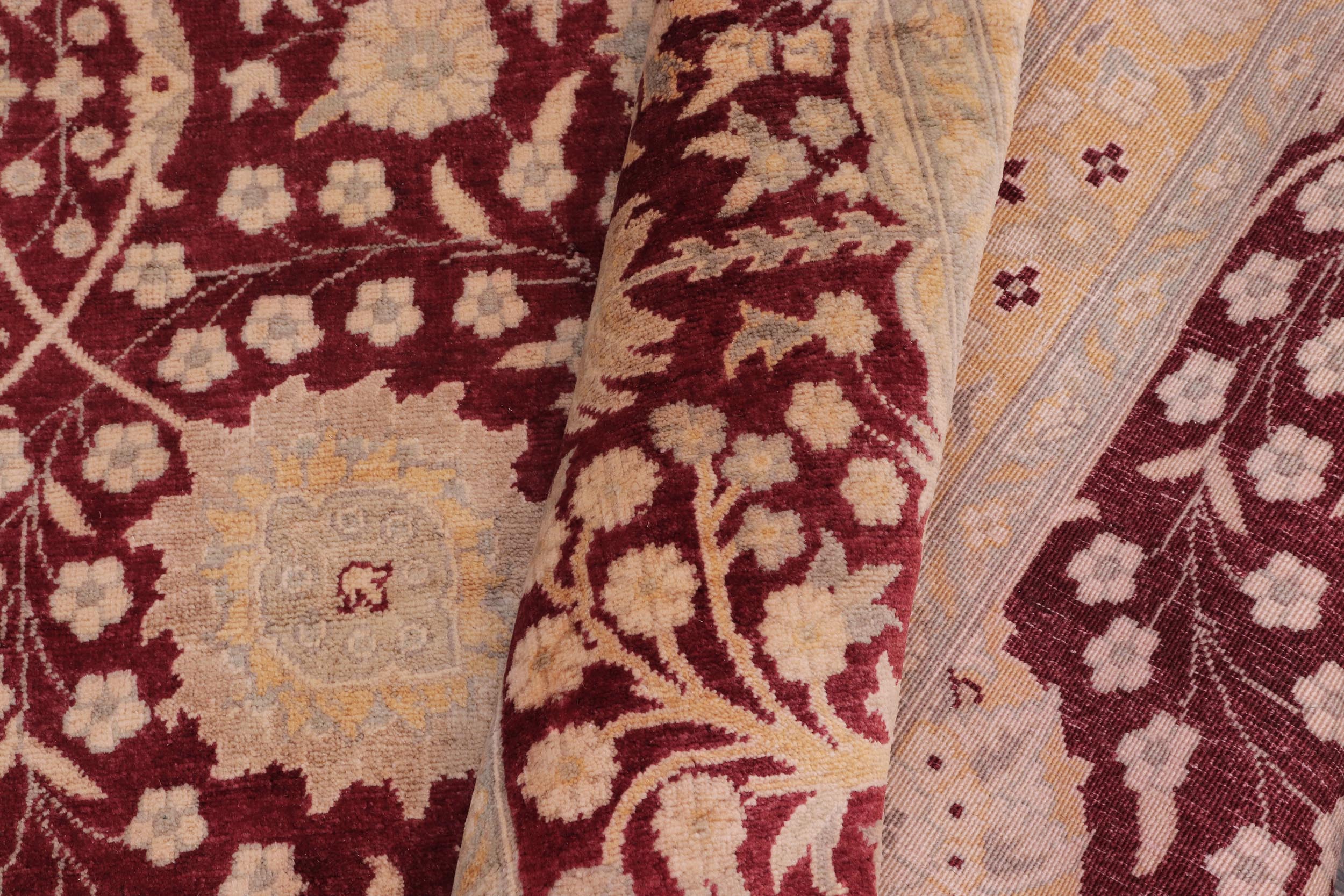 handmade Transitional Design Drk. Red Drk. Red Hand Knotted RECTANGLE 100% WOOL area rug 10' x 14'