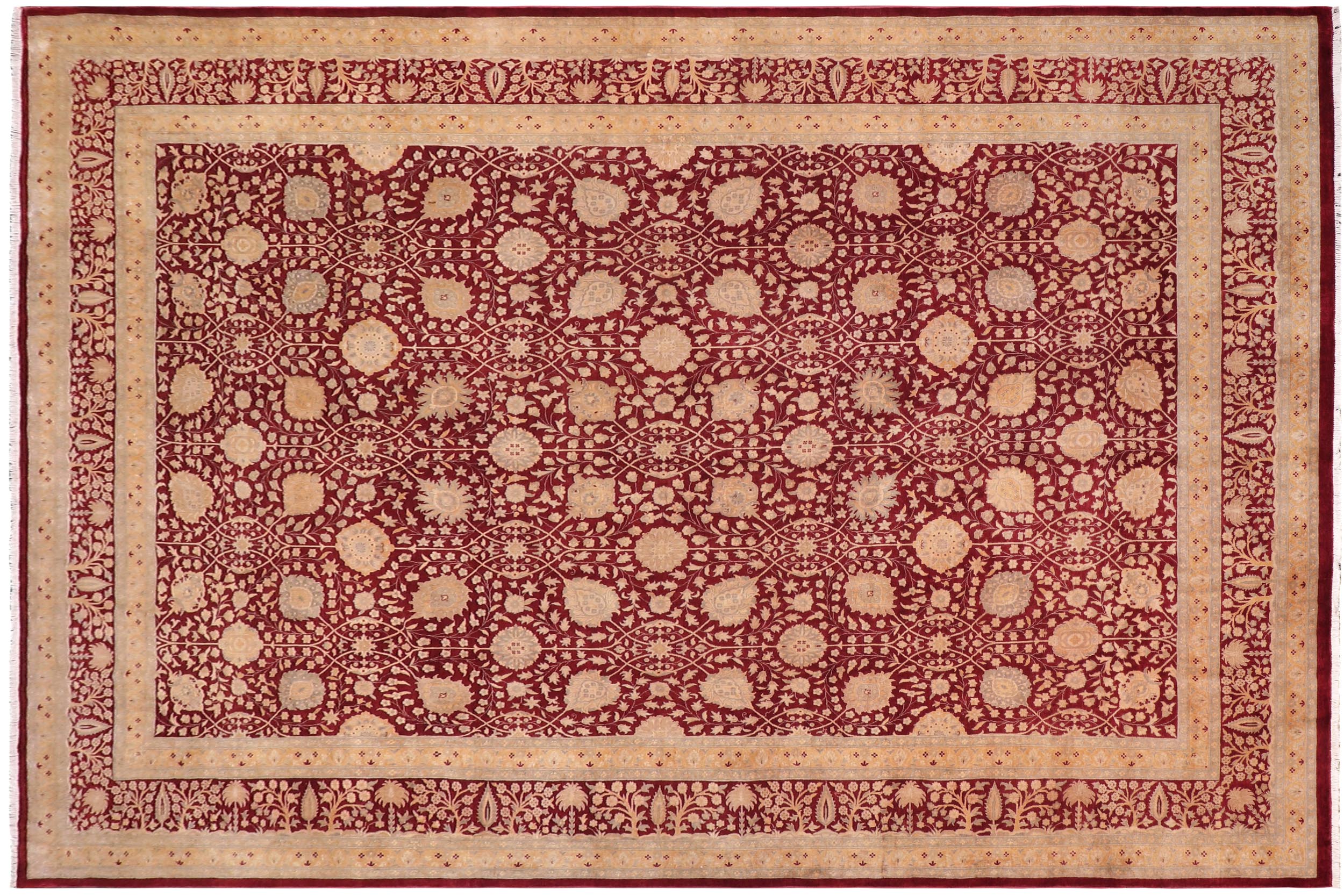 handmade Transitional Design Drk. Red Drk. Red Hand Knotted RECTANGLE 100% WOOL area rug 10' x 14'